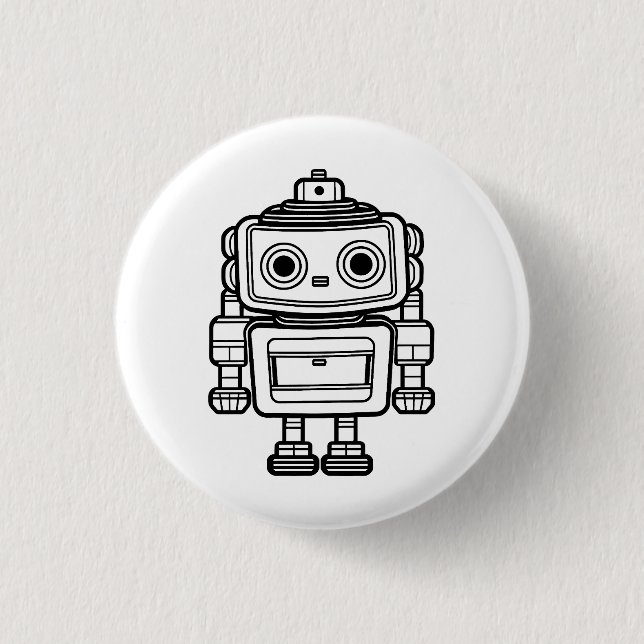 Rond 2,50 Cm Caricature robot rétro mignon illustration Badge (Devant)