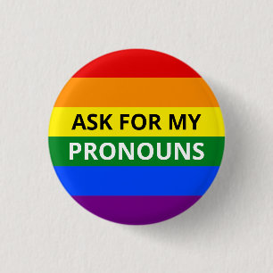Rond 2,50 Cm Demandez à My Pronounouns Rainbow Badge