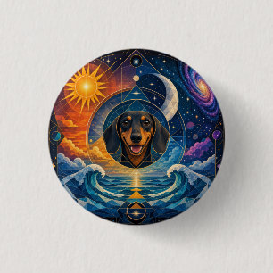 Rond 2,50 Cm Ecussons pour amateur de Dachshund. Ecusson/ Badge
