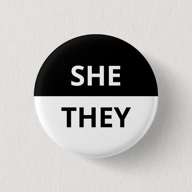 Rond 2,50 Cm Elle/Ils Pronoun Badge Noir & Blanc (Devant)
