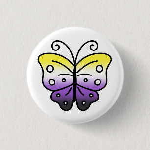Rond 2,50 Cm Épingle à badge Papillon de Fierté Nonbinaire