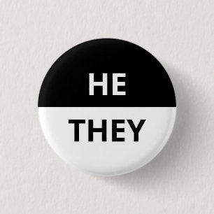 Rond 2,50 Cm Il/Ils Pronoun Badge noir et blanc