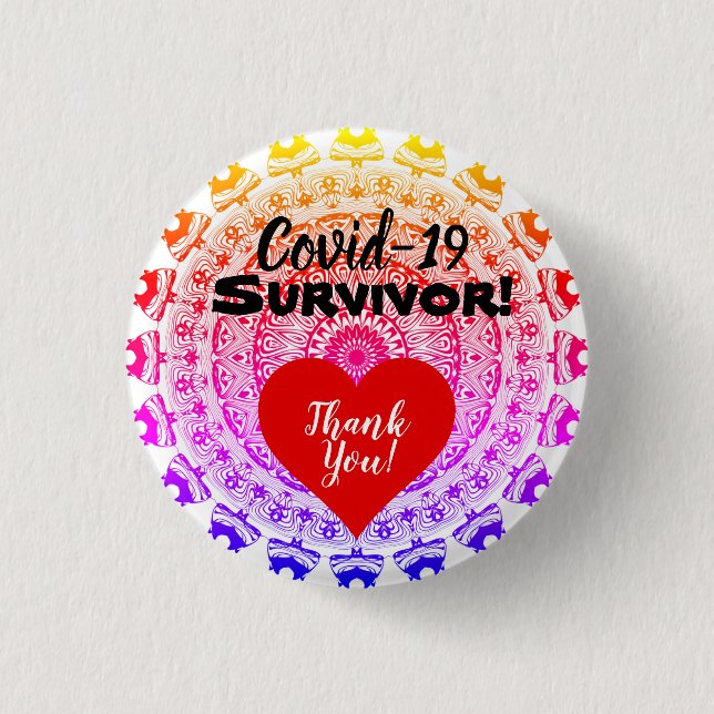 Rond 2,50 Cm J'Ai Survécu À Coveid-19 Badge ! (Devant)