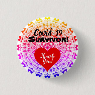 Rond 2,50 Cm J'Ai Survécu À Coveid-19 Badge !