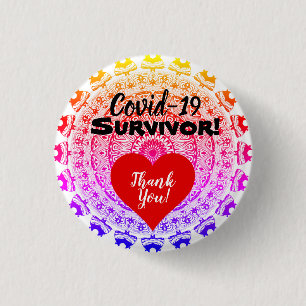 Rond 2,50 Cm J'Ai Survécu À Coveid-19 Badge !