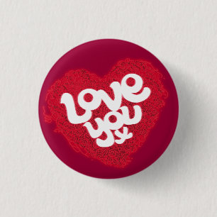 Rond 2,50 Cm Love you x red heart badge