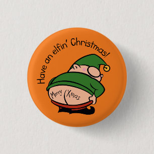 Rond 2,50 Cm Naughty Elves Cheek Christmas Badge