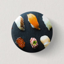 Sushi Beauty on Leaf – SUSHIMI Button Badge