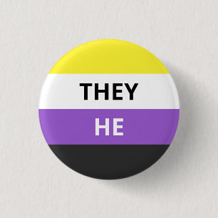 Rond 2,50 Cm They/He Pronouns Non-Binary Flag Badge