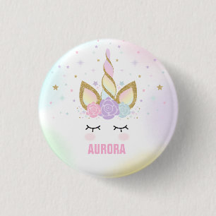 Rond 2,50 Cm Unicorn Badge Unicorn Favoriser Party Pin rose & o