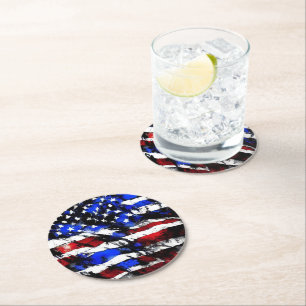 Rond 4 juillet Dessous de verre papier "American Flag"