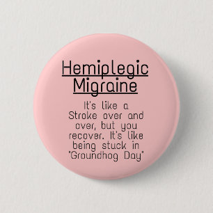 Rond 5 Cm Badge 2,25 pouces - migraine hémiplégique