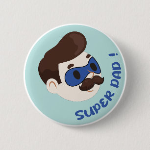 Rond 5 Cm Badge à bouton dessin animé Super Papa