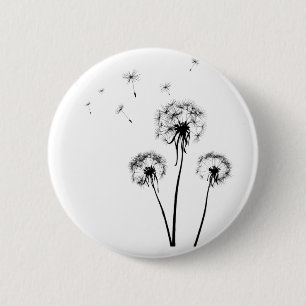 Rond 5 Cm Badge avec pissenlit sur arrière - plan blanc
