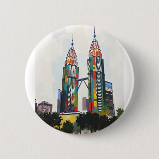 Rond 5 Cm Badge Avec Tours Petronas En Malaisie