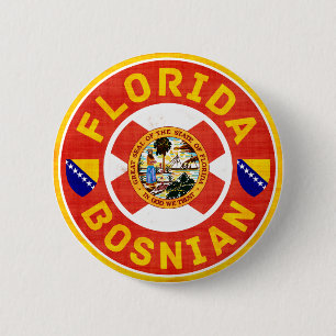 Rond 5 Cm Badge Bosniaque Américain Pin
