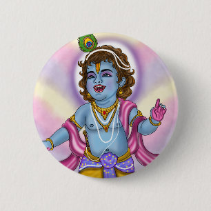 Rond 5 Cm Badge bouton Lord Krishna