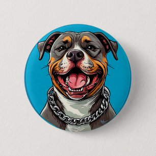 Rond 5 Cm 🐶 Badge Cadeau pour Amoureux de Pitbull Sourire