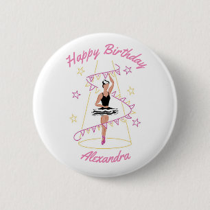 Rond 5 Cm Badge d'anniversaire Ballet & Fanions (Noir/Marron