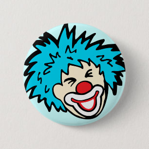 Rond 5 Cm badge de bouton graphique clown sur bleu clair