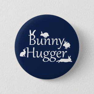 Rond 5 Cm Badge de Câlin de Lapin (Navy)