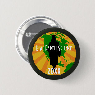 Rond 5 Cm Badge de diplômé en sciences de la Terre (Femme)