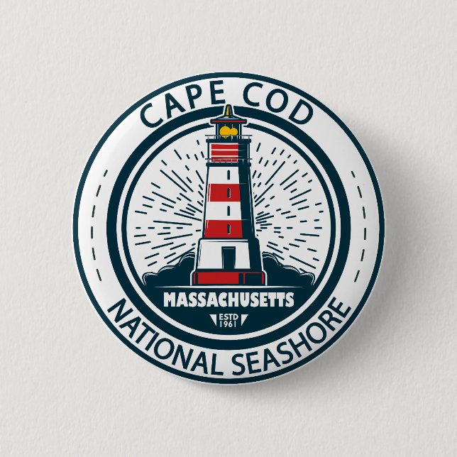 Rond 5 Cm Badge du Massachusetts de Cape Cod National Seasho (Devant)