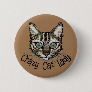 Rond 5 Cm Badge épinglé Crazy Cat Lady