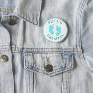 Rond 5 Cm Badge - Fière Grand-mère Pieds Bleus Garçon