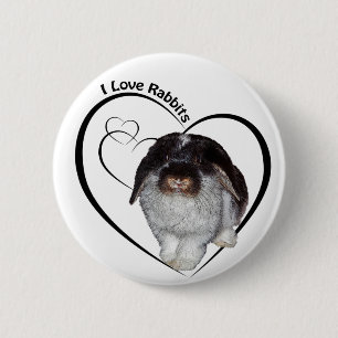 Rond 5 Cm Badge J'adore les Lapins