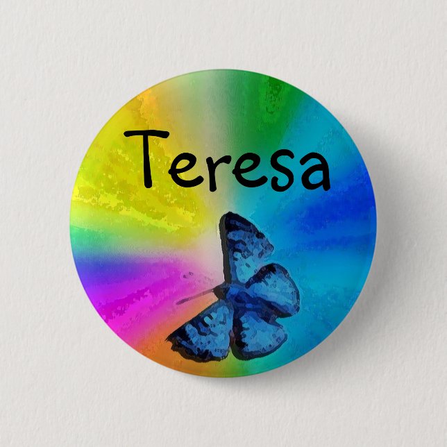 Rond 5 Cm badge nominatif de papillon (Devant)