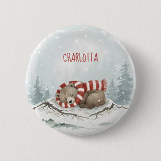 Rond 5 Cm Badge personnalisé de l'ours d'hiver