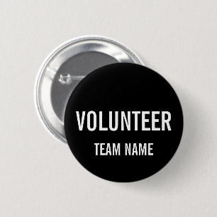 Rond 5 Cm Badge volontaire noir avec nom d'équipe personnal