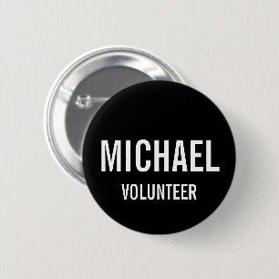 Rond 5 Cm Badge volontaire noir avec nom personnalisé