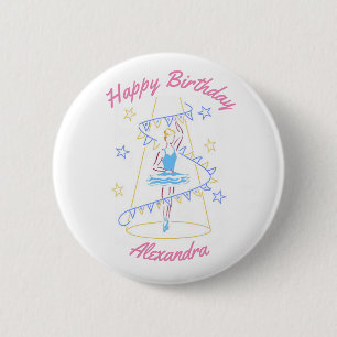 Rond 5 Cm Ballet et Guidon (Bleu) Badge d'anniversaire