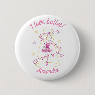 Rond 5 Cm Ballet & Fanions - Badge J'aime le Ballet