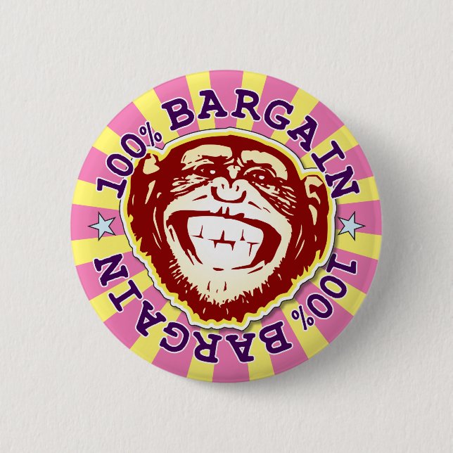 Rond 5 Cm Bargain 100% Funny Funky Monkey Badge (Devant)