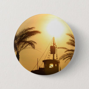 Rond 5 Cm Bateau Palm Trees Sun Photo Round Badge