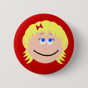Rond 5 Cm Blonde Blue Eyed Girls Face KAPSKIDS Bouton Badge