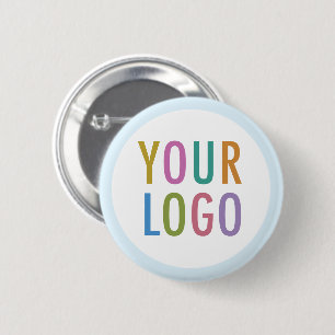 Rond 5 Cm Bouton arrière bleu clair Logo personnalisé Badge 
