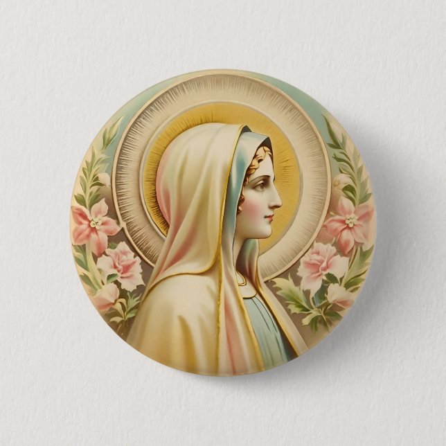 Rond 5 Cm Bouton Badge de la Vierge Marie (Devant)