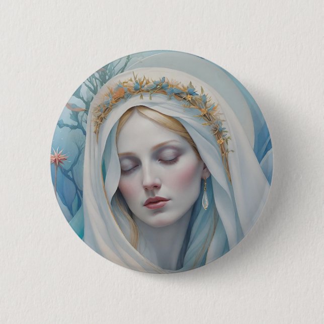 Rond 5 Cm Bouton Badge de la Vierge Marie (Devant)