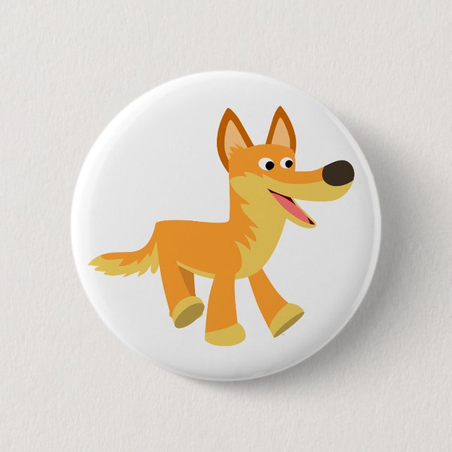 Rond 5 Cm Bouton Bouton Dingo de dessin mignon Badge (Devant)