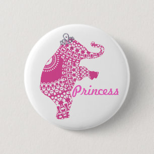 Rond 5 Cm Bouton Eléphant Princesse Rose jolie Filles Badge