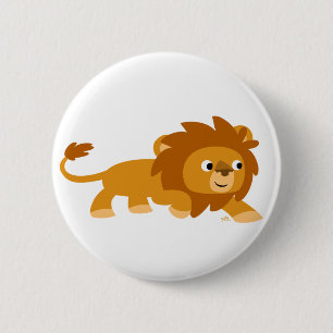Rond 5 Cm Bouton Lion de carton intelligent mignon Badge