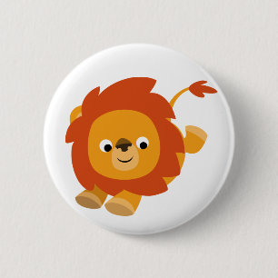 Rond 5 Cm Bouton Lion Perky Cartoon Cute Badge