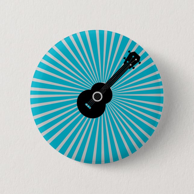 Rond 5 Cm Bouton Ukulele Badge Bleu (Devant)