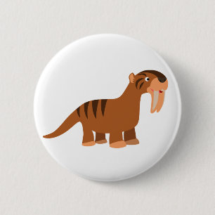 Rond 5 Cm Carton joli sourire Thylacosmilus Bouton Badge