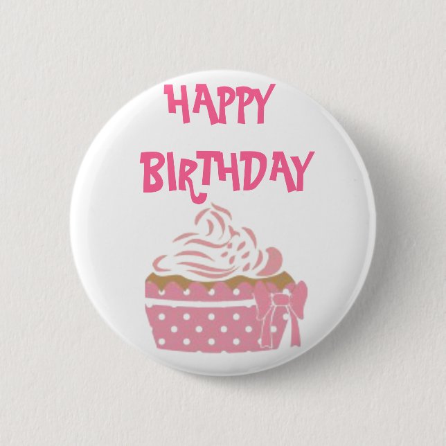 Rond 5 Cm Cupcake rose Badge d'anniversaire (Devant)