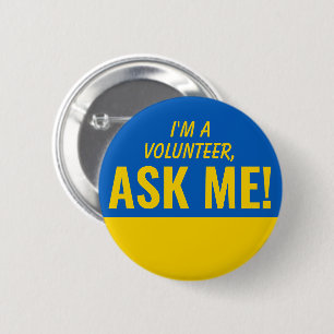 Rond 5 Cm Demandez-moi Bleu Jaune Ukraine Volontaire Badge P